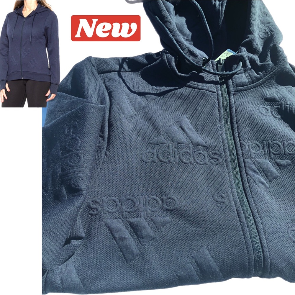 🆕 adidas Jacquard AEROREADY Raised Logo full zip Hoodie